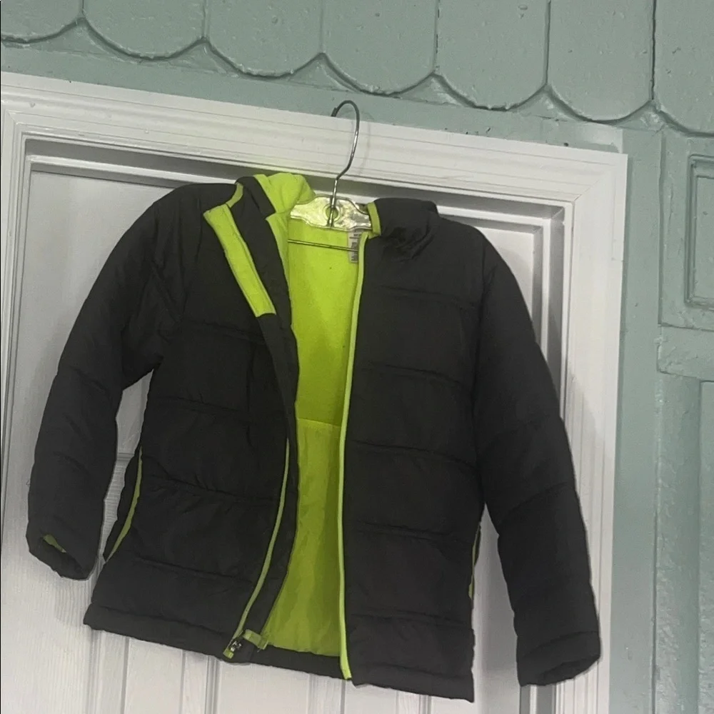 Faded Glory Gray and Neon Green Kids Jacket